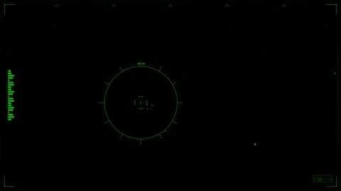 Military heads up display for sci fi war video with radar system and targeting Stock Footage 328334893