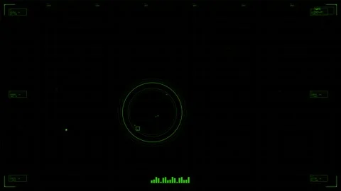 Military heads up display for sci fi war video with radar elements and target Video stock 328339224