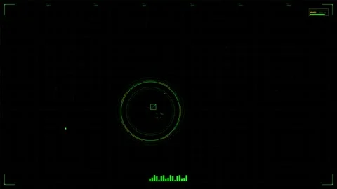 Military heads up display for sci fi war video game with radar and targeting Stock Footage 328343156