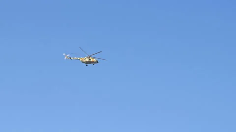Military Helicopter Fly Video stock 145975904