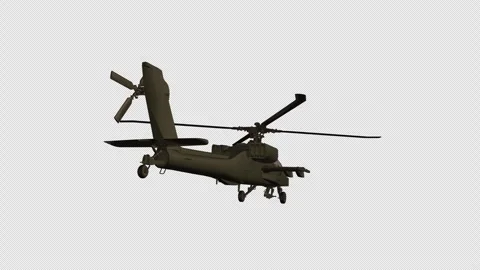 Military Helicopter - Flying Loop -  Back Angle View CU - II - Alpha Channel Video stock 257719373