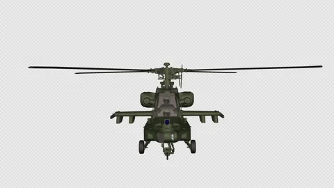 Military Helicopter - Flying Loop - Front View CU - II - Alpha Channel Video stock 257719521