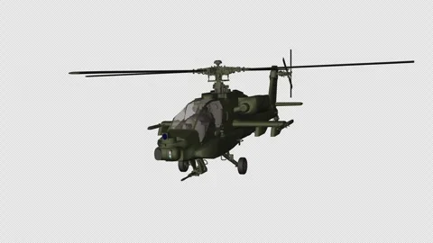 Military Helicopter - Flying Loop - Front Angle View CU - II - Alpha Channel Video stock 257719563
