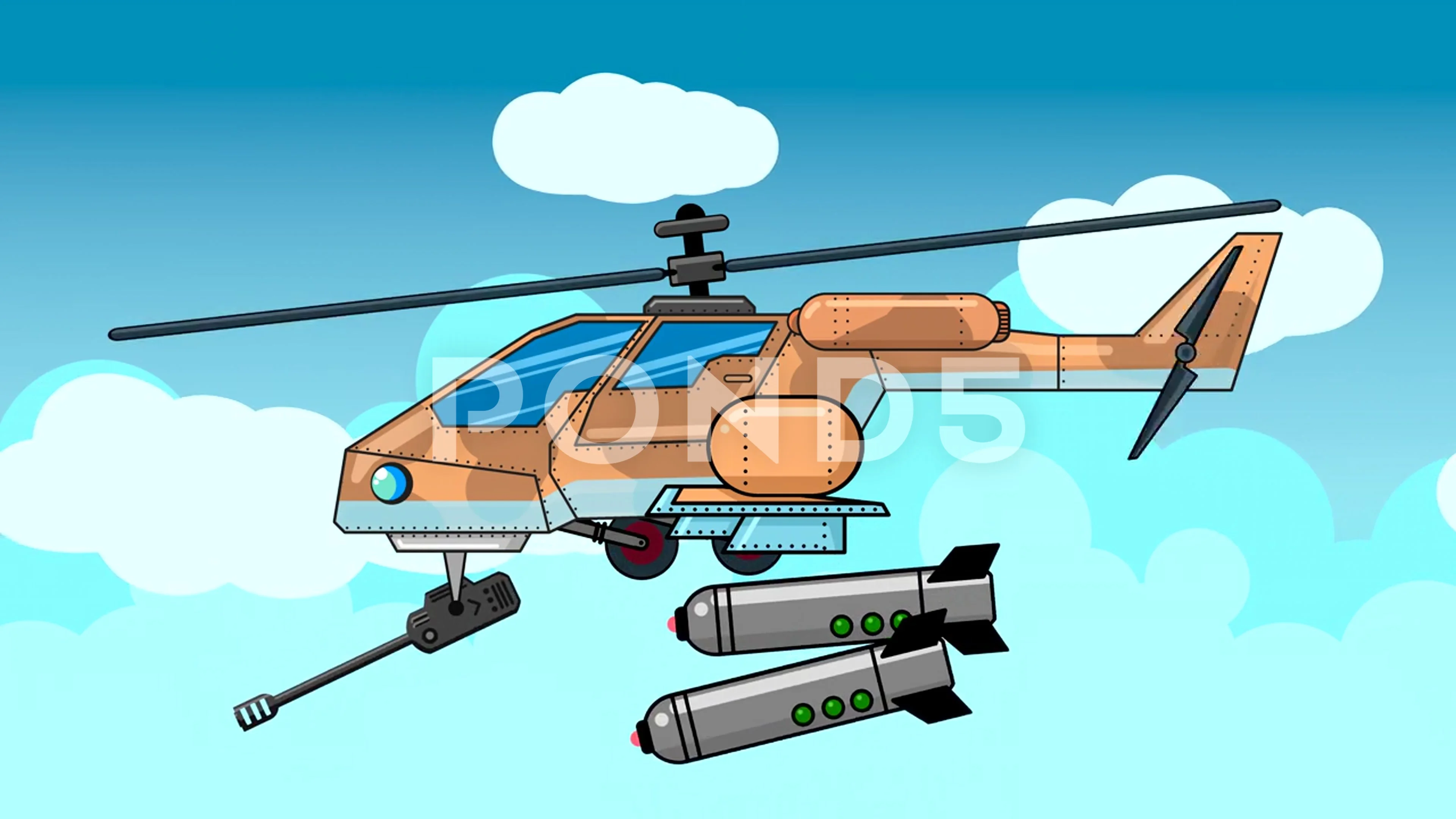 Cartoon Helicopter Stock Footage ~ Royalty Free Stock Videos | Pond5