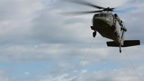Military Helicopter Hovering Video stock 279939967