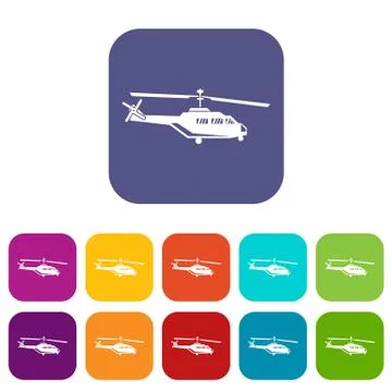 Military helicopter icons set Illustrazione stock