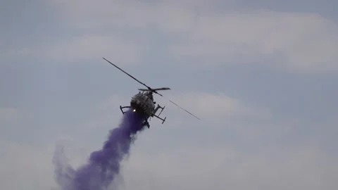 A military helicopter pilot demonstrates the technical skills Stock Footage 287006835