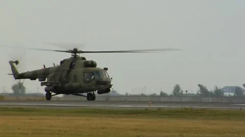 Military Helicopter taking off Stock Footage 12428791