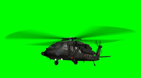Military Helicopter Uh-60 Black Hawk - green screen Stock Footage