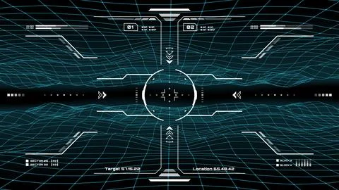 Military HUD interface, target aim controls screen 库存插图