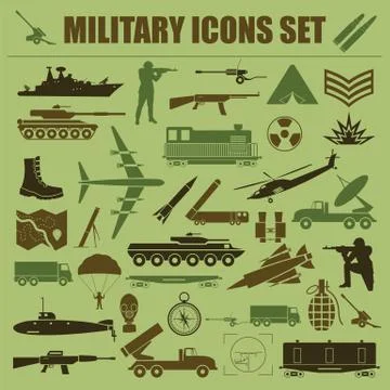 Military icon set. Constructor, kit. 스톡 일러스트