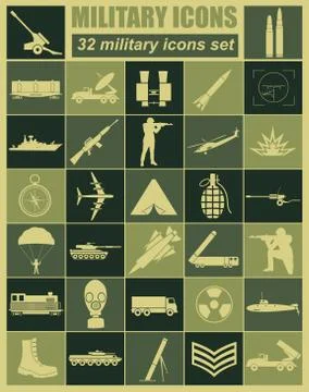 Military icon set. Constructor, kit. Stockillustratie