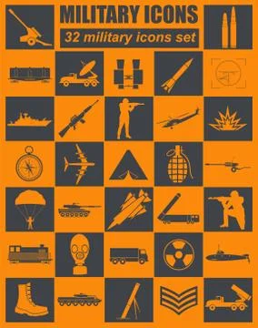 Military icon set. Constructor, kit 库存插图