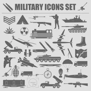 Military icon set. Constructor, kit. イラスト素材