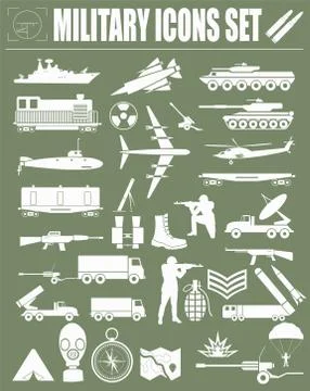 Military icon set. Constructor, kit. イラスト素材
