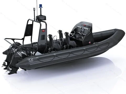 3D Model: Military inflatable boat Zodiac and engine Mercury Verado 200 ...