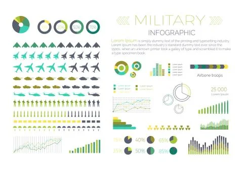 Military Infographic Vector Elements Set Illustrazione stock