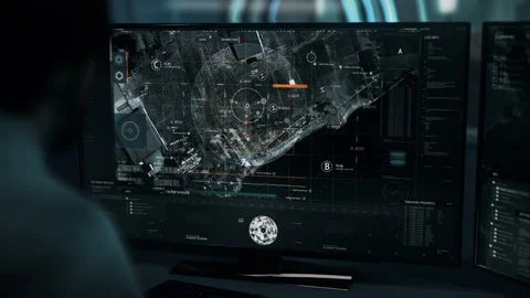 Military Intelligence Using Modern Scan Software To Track Enemy Base Location Stock Footage 170390170