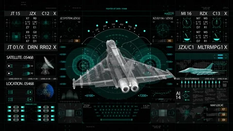 Military jet HUD interface Screen Vídeo Stock 170944913