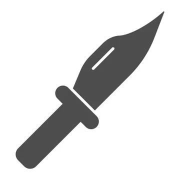 Military knife for attack solid icon. Army weapon or hunting equipment symbol Stock Illustration