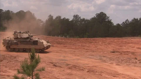 Military, M2 Bradley on patrol Stock Footage