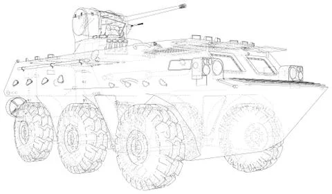 Military machine technical wire-frame. EPS10 format. Vector created of 3d Illustrazione stock