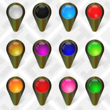 Military Map Markers. GPS Pointers. Set 4 Stock Illustration