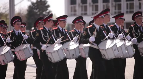 Military marching with drums Stock Footage 59937395