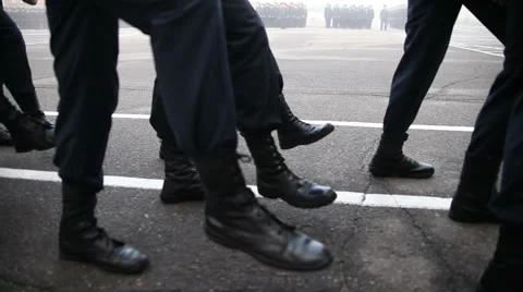 Military marching in the parade Video stock 68487483