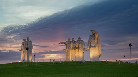 Military memorial complex of World War Two. The Panfilov Heroes. Stock Footage 120676080