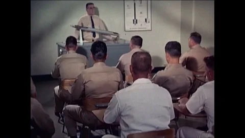 Military men take classes at the Explosives Ordnance Disposal School in the Stock Footage 86174644