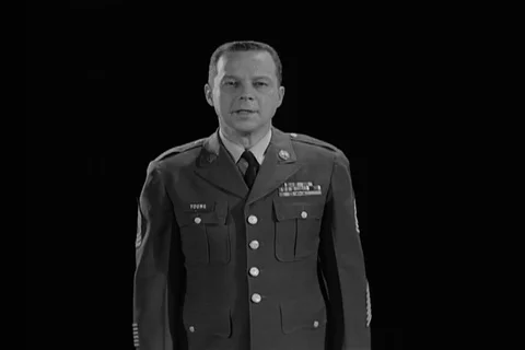 Military officer explain the technique to use hand keys - 1966 Video stock 108332385
