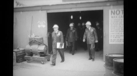 Military officer leaving from power station Stock Footage