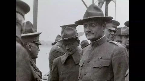 Military officers talking on battleship Stock Footage