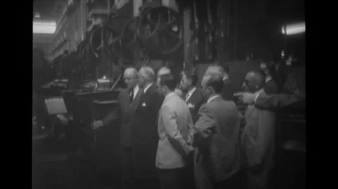 Military officers touring automotive plant Stock Footage