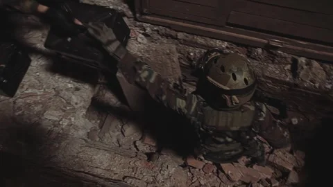 The military opens the desired cache and takes out its contents Stock Footage 240210304