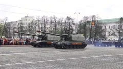 Soviet tank T-34 with a red flag, Stock Video