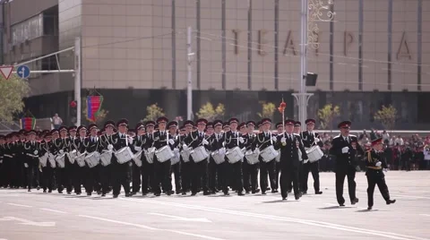 Military parade marching with drums Stock Footage 59937429