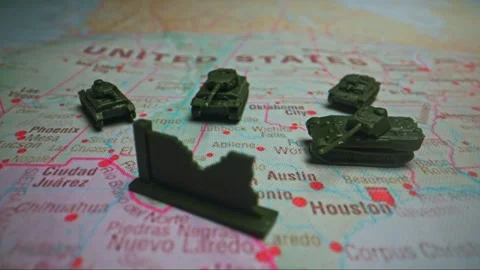 Military patrol and border security on USA Mexico map. Stock Footage 330063048