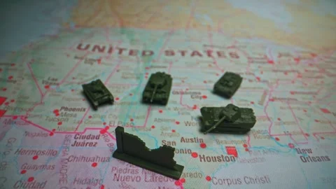 Military patrol and border security on USA Mexico map. Stock Footage 330063060