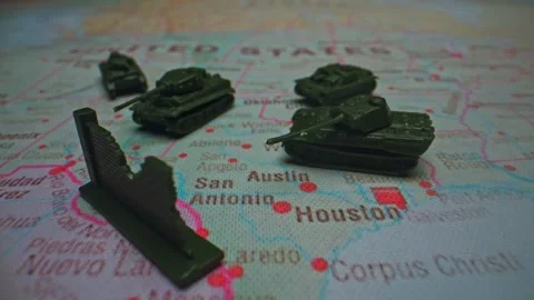 Military patrol and border security on USA Mexico map. Stock Footage 330063065