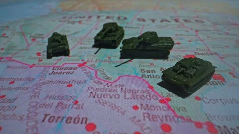 Military patrol and border security on USA Mexico map. Stock Footage 330063091