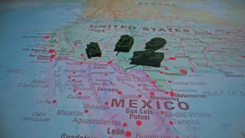 Military patrol and border security on USA Mexico map. Stock Footage 330063196