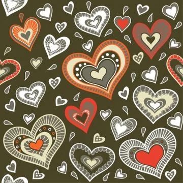 Military pattern with hearts Stock Illustration