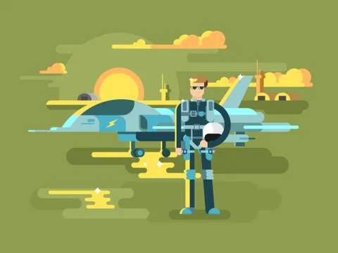 Military pilot man Stock Illustration