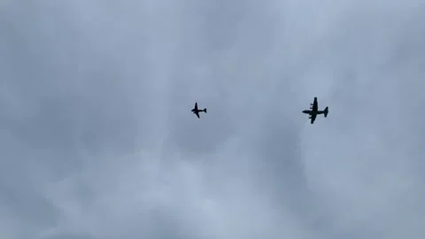 Military planes in flight Stock Footage 296544502