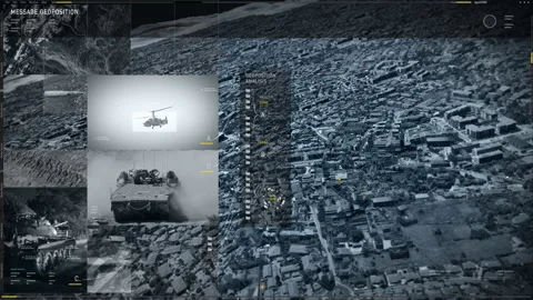 Military position tracking system calculating the coordinates of the target Stock Footage 269139467
