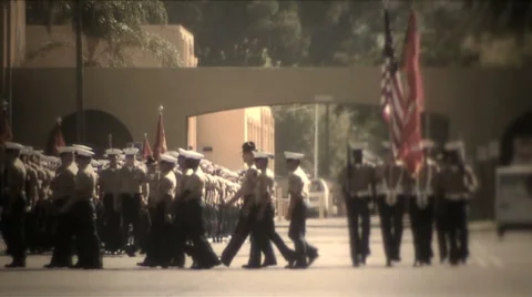 Military Procession 4722B HD Stock Footage 973631