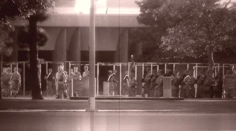 Military Procession archival guns march Stock Footage