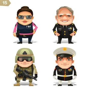 Military professions set Illustrazione stock